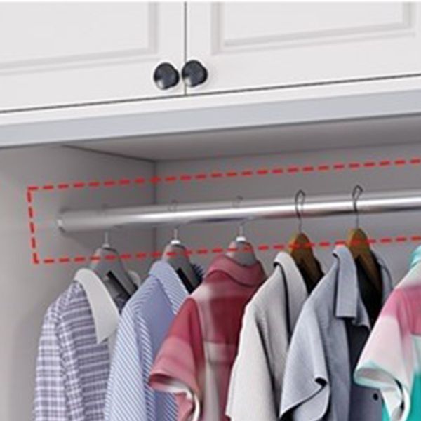 White Colour Wooden Wardrobe Cloth Rod Included Hanging Clothes Rack for Home