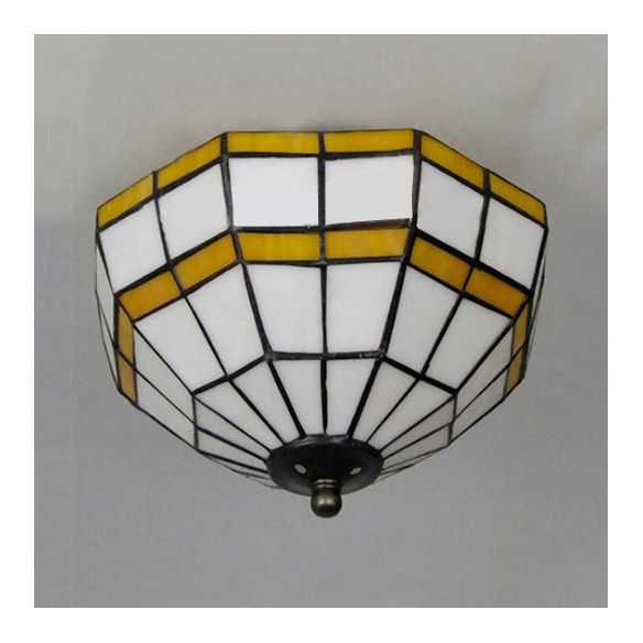 Mission plafonnier, Tiffany Style Semi Flush Mount Light avec teinte géométrique en vitraux