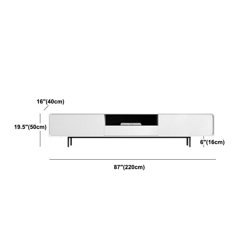 Wood TV Stand Console with Drawers, Modern TV Stand in White