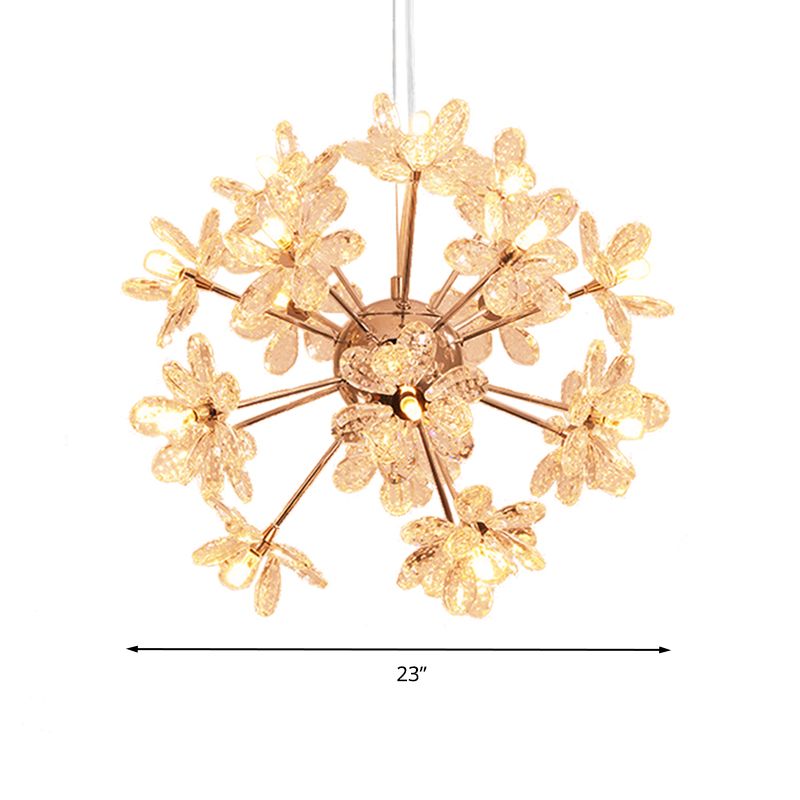 Starburst Ceiling Light Fixture Contemporary Crystal 18/24/32 Heads Chrome/Gold Chandelier Pendant Light, 18"/19.5"/23" Wide