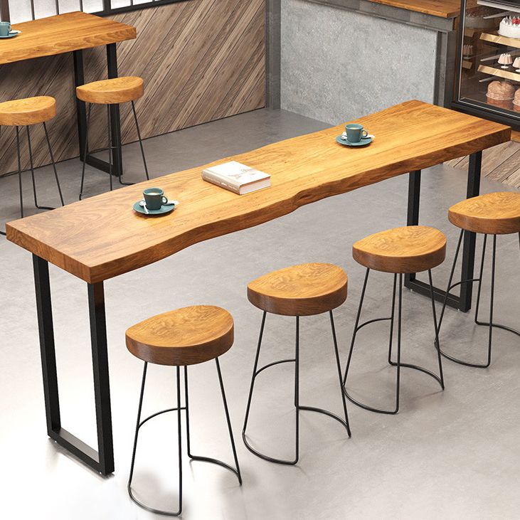 Industrial Bar Dining Table Solid Wood Bar Dining Table with Sled Base