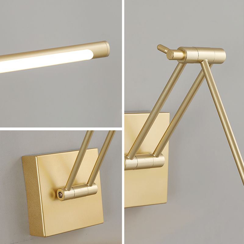 Gold LED Linear Wall Sconce in Modern Concise Style Wrought Iron Extendable Wall Light with Acrylic Shade