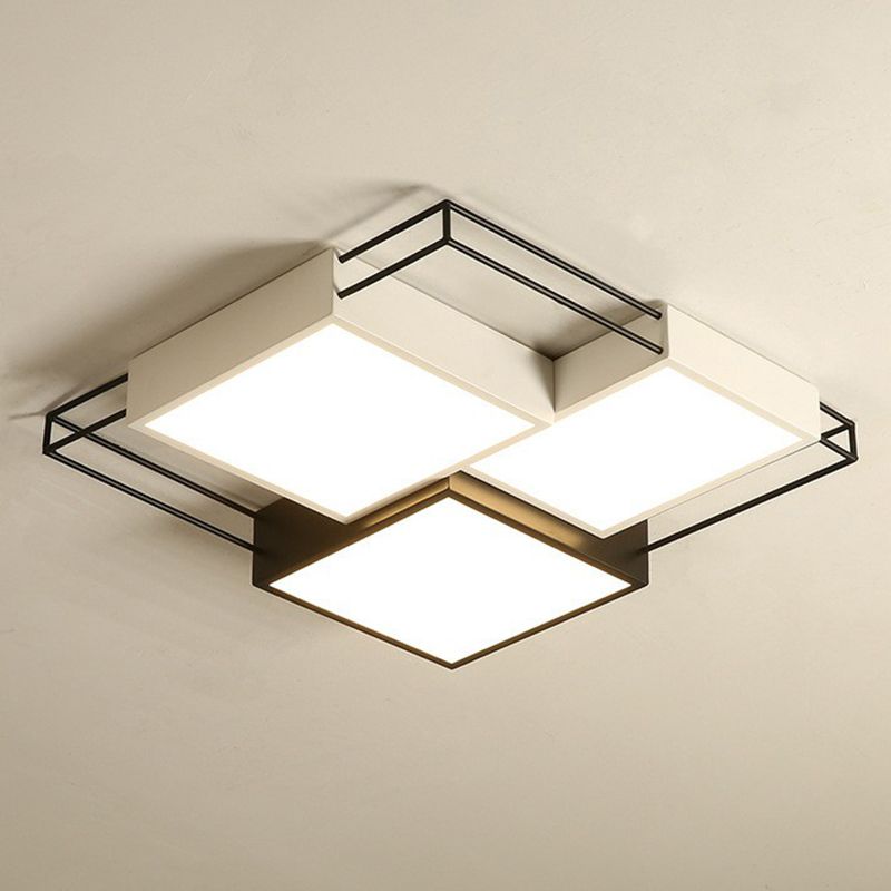 Black and White Splicing Square Flush Light Nordic Metal LED Flush Ceiling Light Fixture