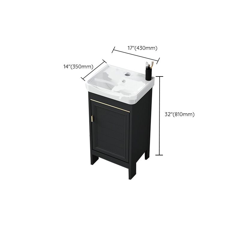 Modern Metal Sink Cabinet Mirror Wall-Mounted Bathroom Vanity Cabinet in Black