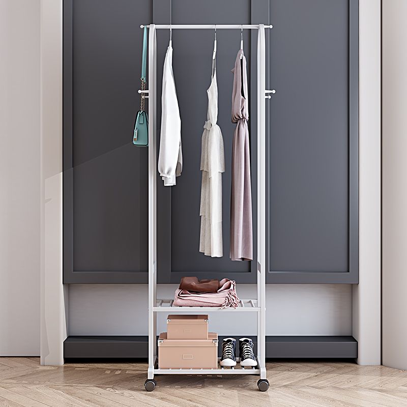 Contemporary Free Standing Coat Rack Storage Shelves Metal Coat Rack with Castors