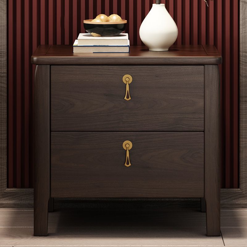 2 - Drawer Contemporary Accent Table Nightstand Antique Finish Bed Nightstand