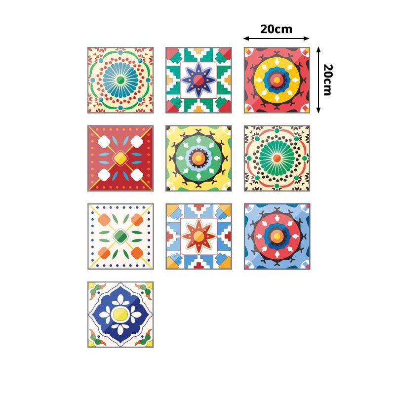 Bohemian Style Mandala Peel Wallpapers for Kitchen 4.3-sq ft Wall Art in Red-Yellow-Blue-Green