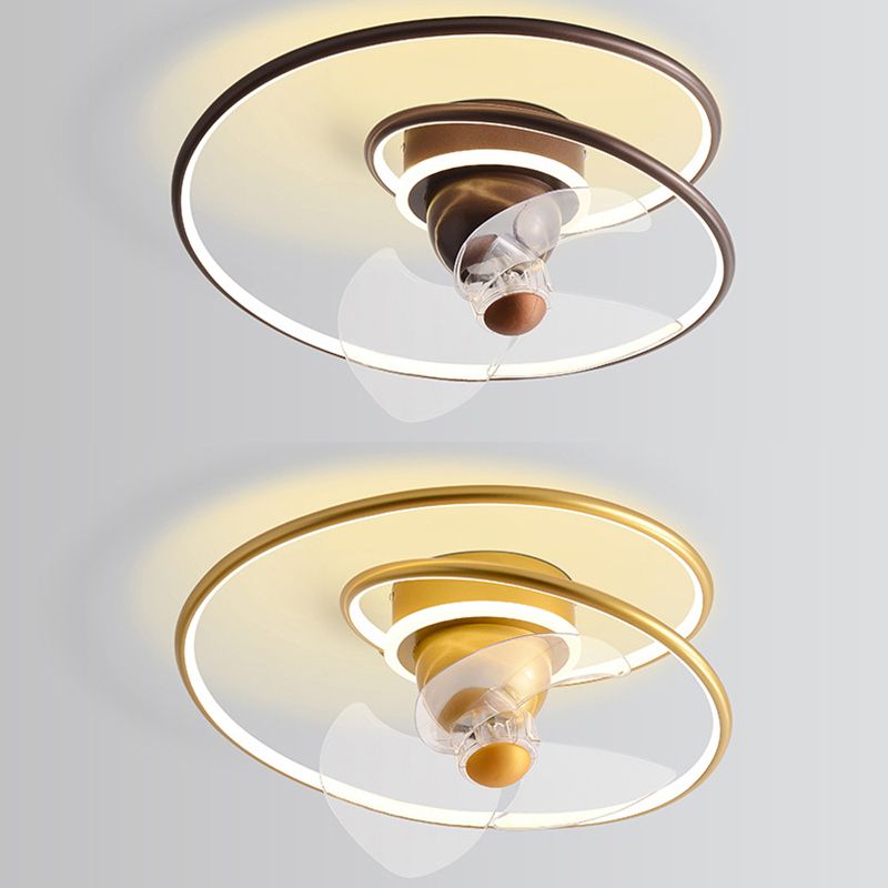 Contemporary Golden/Black/Brown Ceiling Fan Lamp LED Unique Ceiling Fan Light for Bedroom