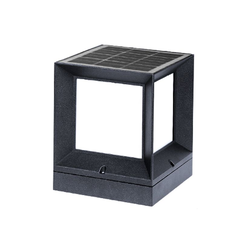 Squared Shade Acrylic LED Pier Mount Light Retro Outdoor Solar Post Lighting in Black