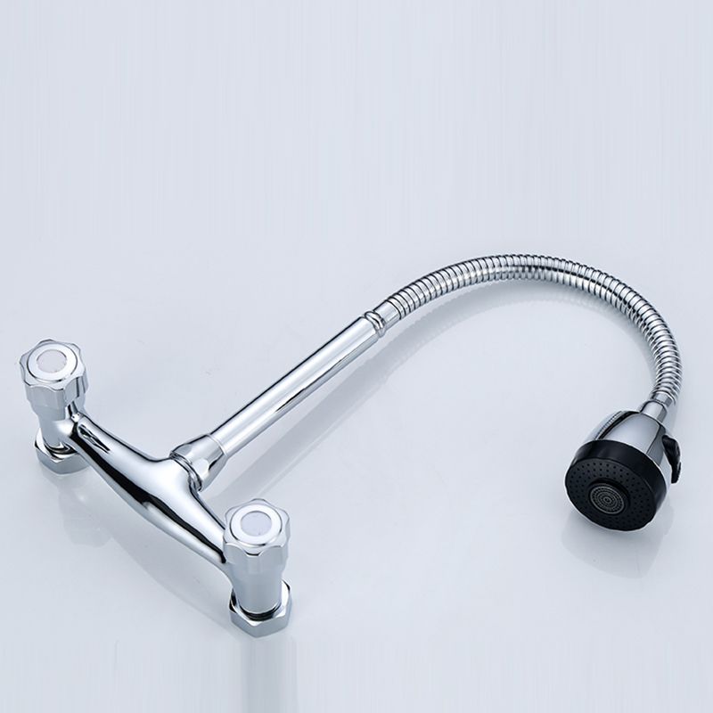 Modern Bar Faucet Brass Knob Handle Swivel Spout Wall Mounted Pot Filler Faucet