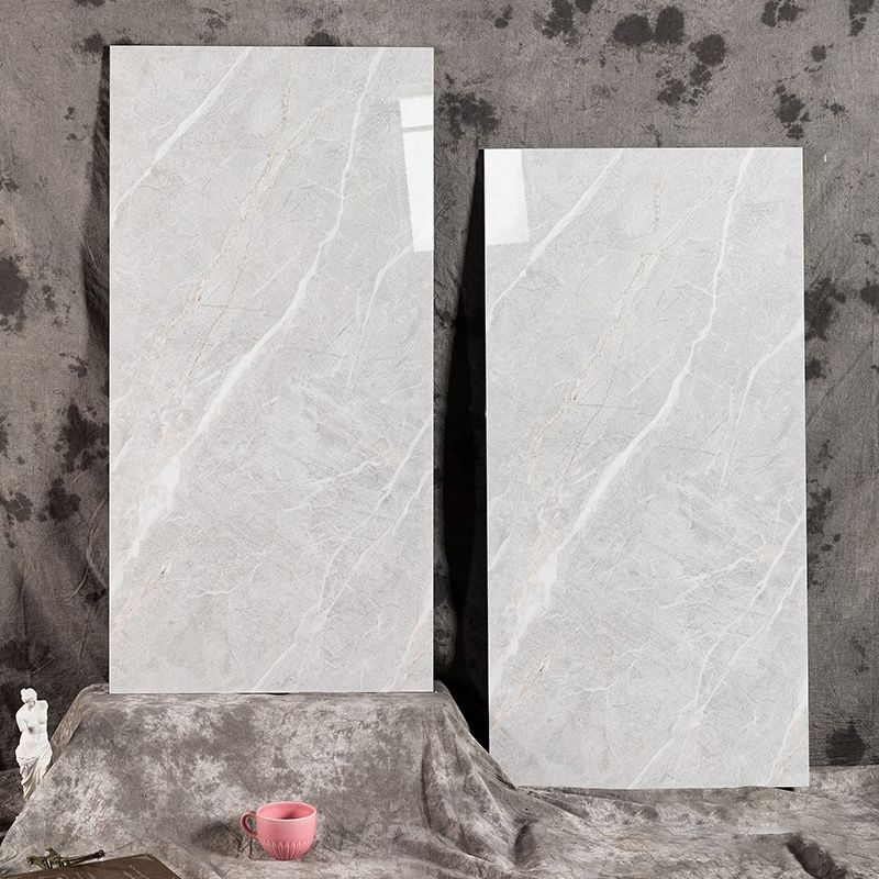 Marbling Floor Tile Straight Edge Polished Rectangle Singular Tile