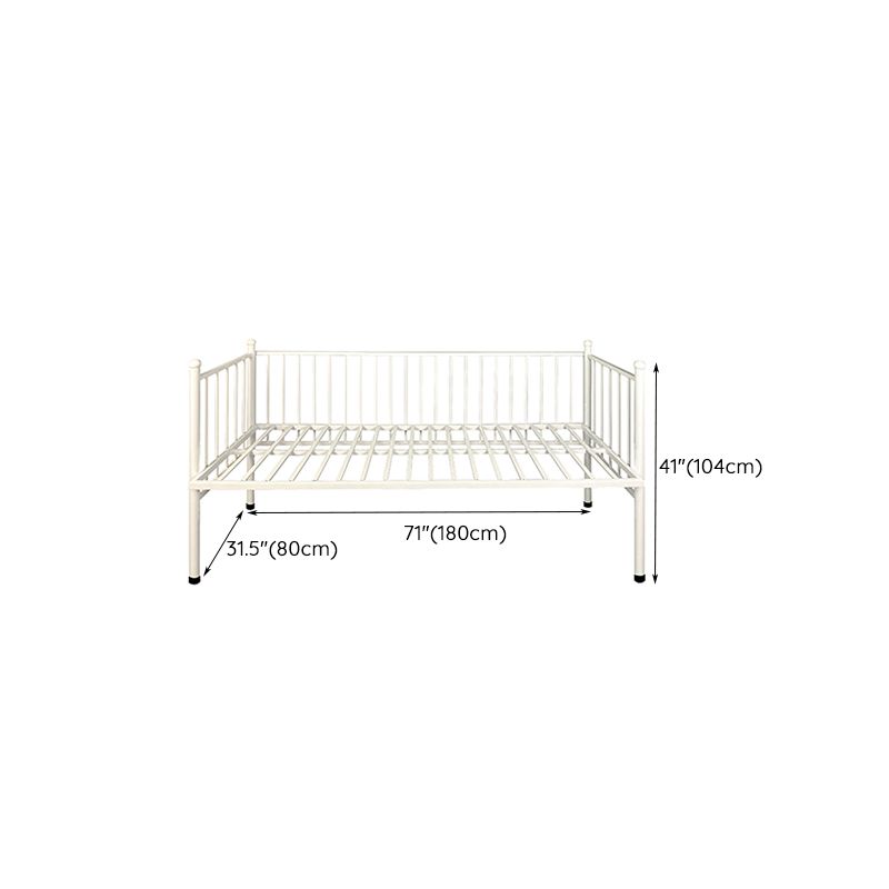 Metal Crib in White Industrial Iron Crib with Mattress and Guardrail