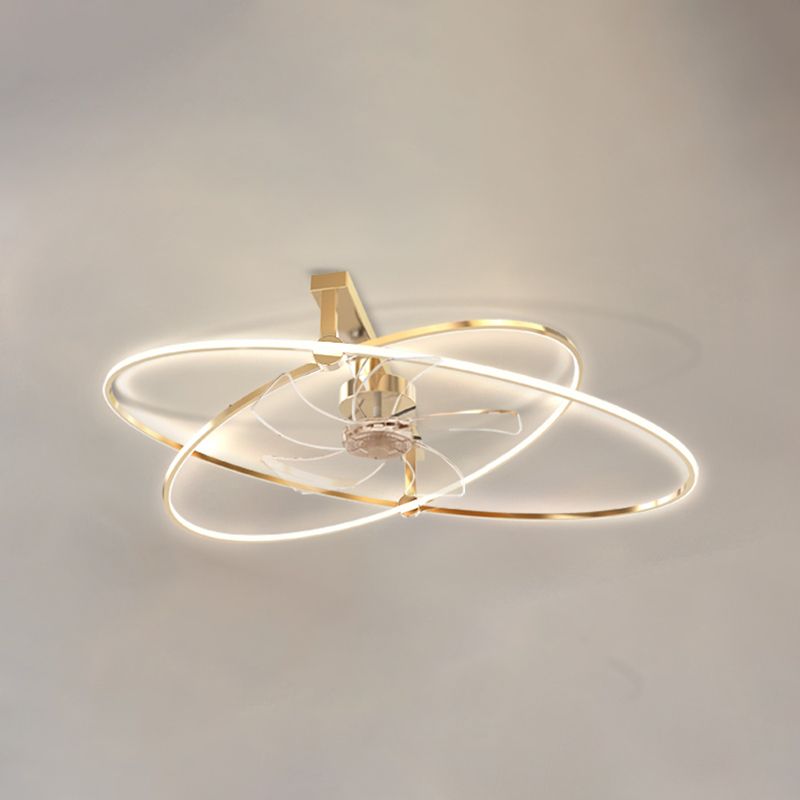 Cross Ellipse Ceiling Fan Metal Contemporary Fan Lighting for Living Room