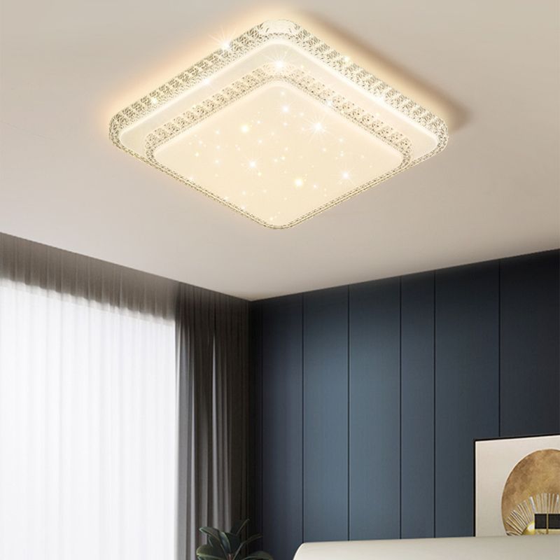 Modern Flush Light Acrylic Ceiling Lighting in White for Bedroom