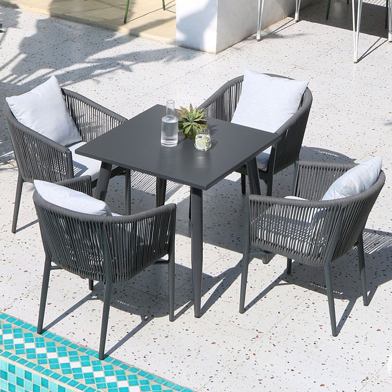 Contemporary Upholstered Outdoor Bistro Chairs Black Patio Dining Armchair