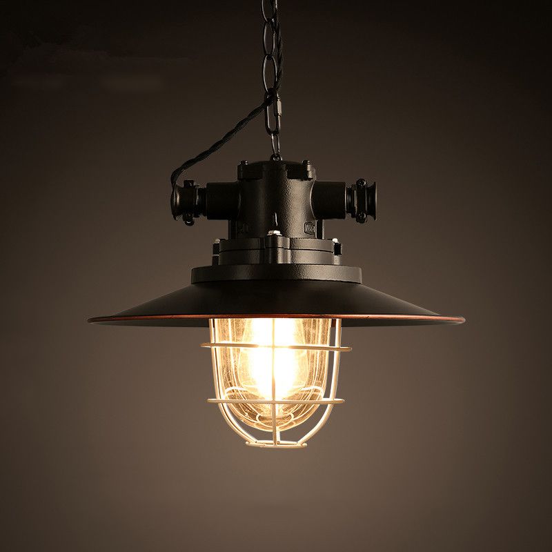 1-Light Glass Suspended Lighting Fixture Vintage Loft Pendant Light Kit for Coffee