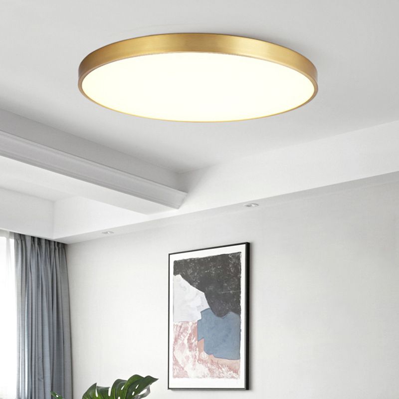 Single Golden Modernism Flush Mount Lighting Round Ceiling Light for Foyer