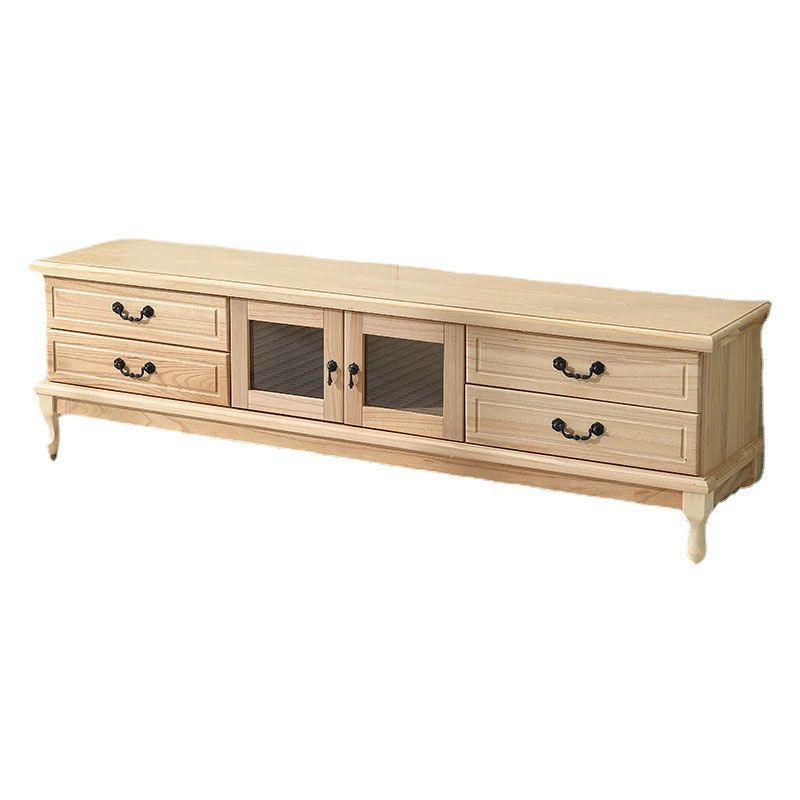 Wooden TV Stand Console Enclosed Storage TV Console with Drawers