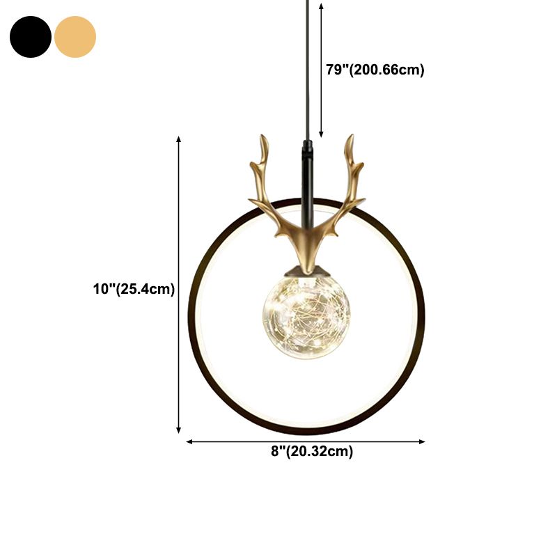 Light Luxury Style Ceiling Lamp Circle Antlers Shape Pendant Light for Living Room