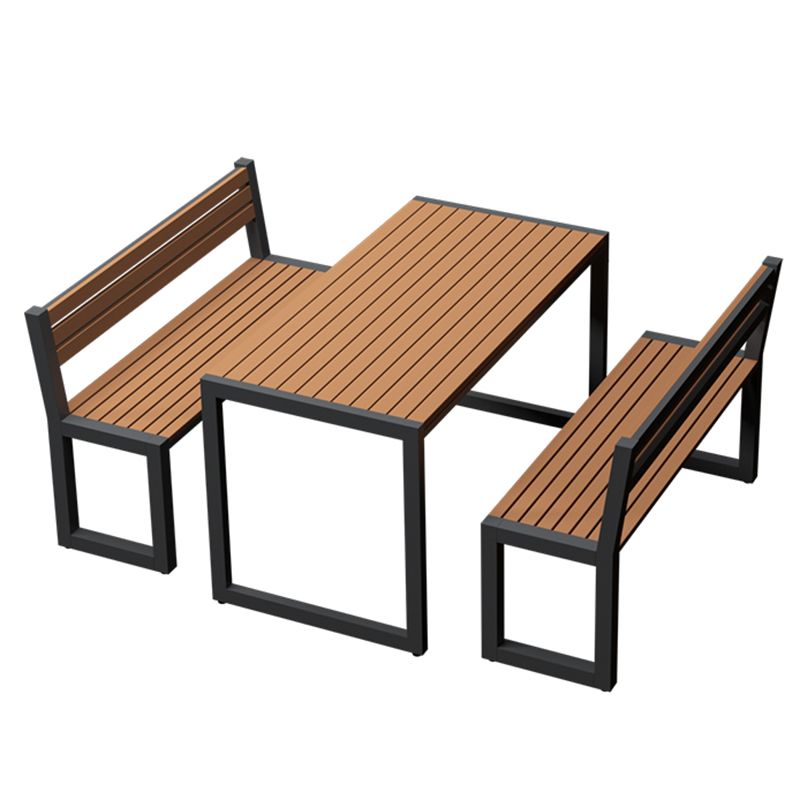 Modern Rectangle Wood Courtyard Table Waterproof Outdoor Table