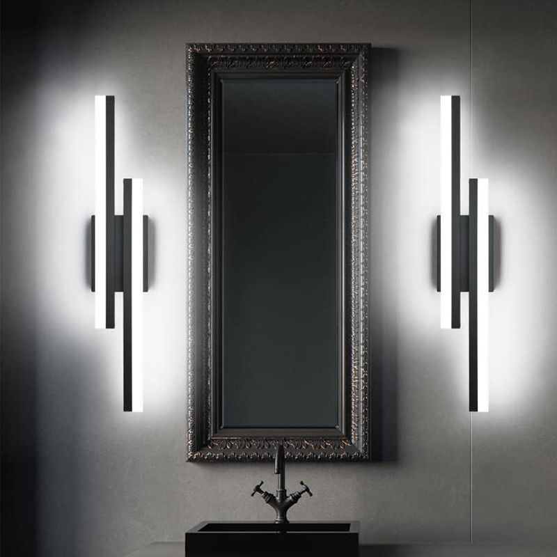 Black 2-Light Modernism Bathroom Vanity Light LED Metal Bath Bar