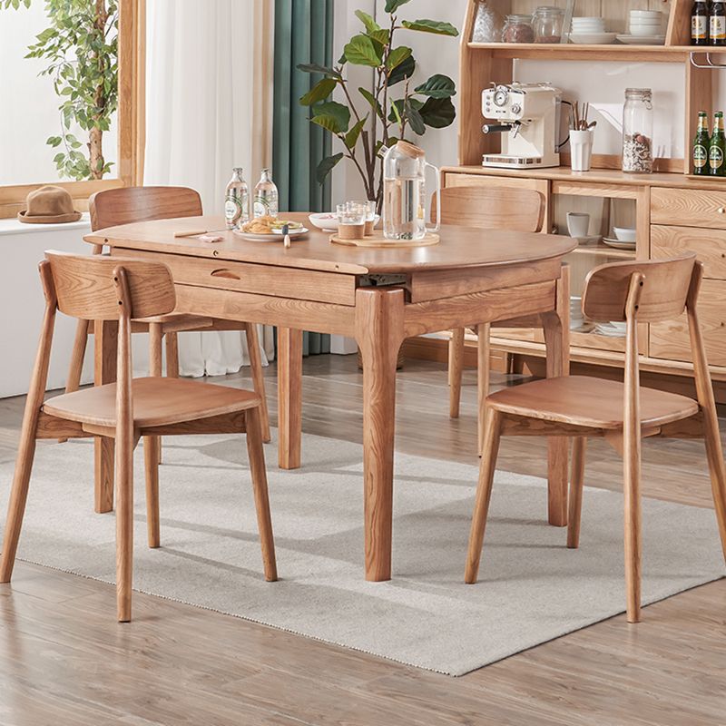 Juego de comedor moderno Madera sólida Redonda 4 patas Base de la base de comedor extensible