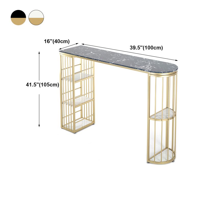 Gold Glam Style Table in Faux Marble Bar Table with Metal Base for Kitchen