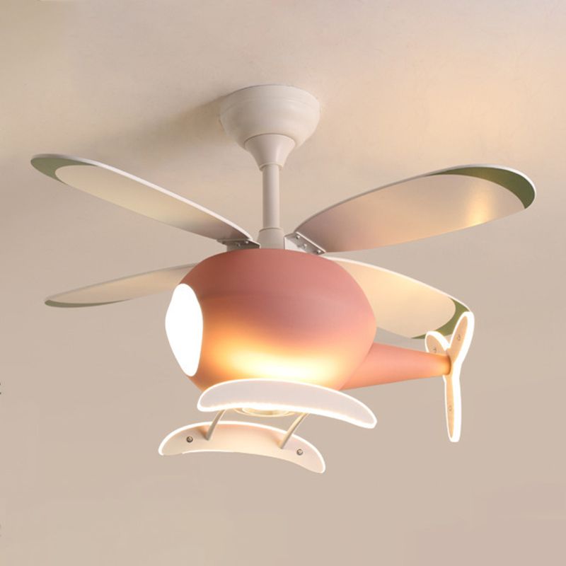 Metal Plane Ceiling Fan Light Kids Style LED Ceiling Lighting