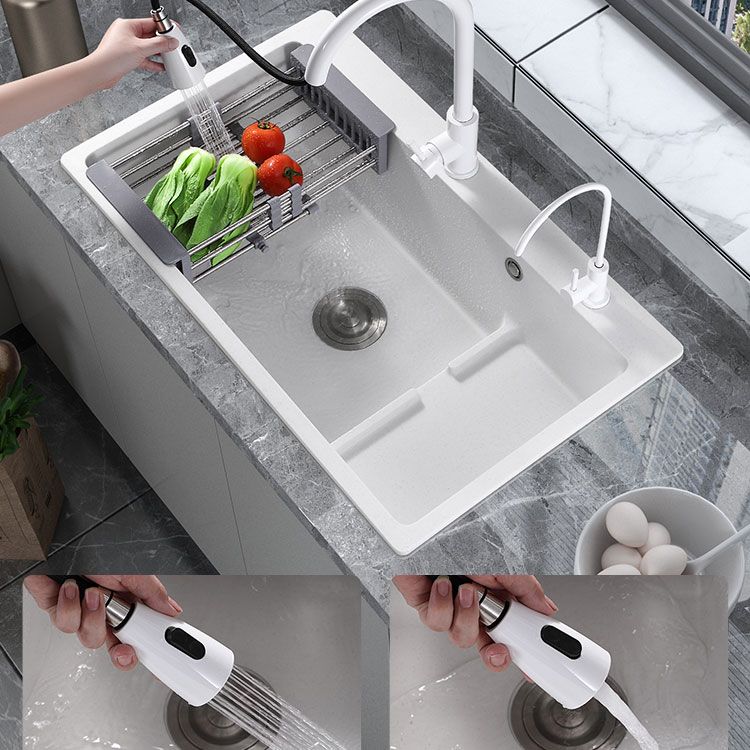 Contemporary Style Kitchen Sink Quartz Kitchen Sink in White