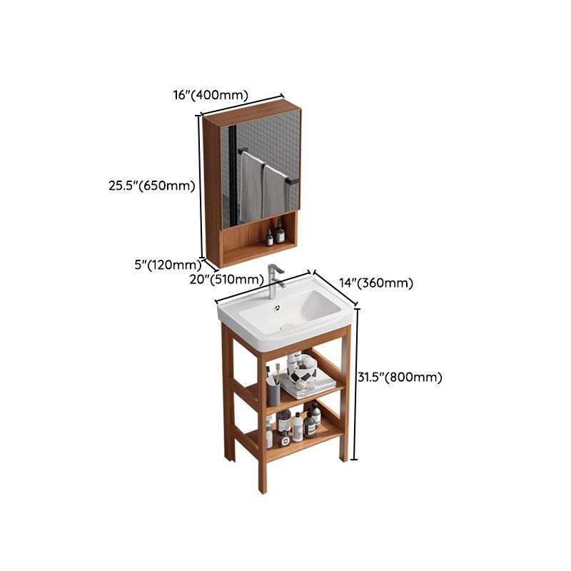 Rectangle Vanity Set Metal Frame Mirror Freestanding 2 Doors Single Sink Bath Vanity