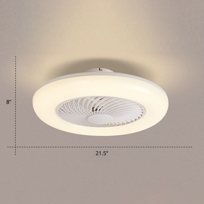 Remoto Control Round Semi Flush Sofiling Light Simplicity Acrilico Camera da letto Acrilico LED Ampiccio Light Fan Light, 21,5 "W