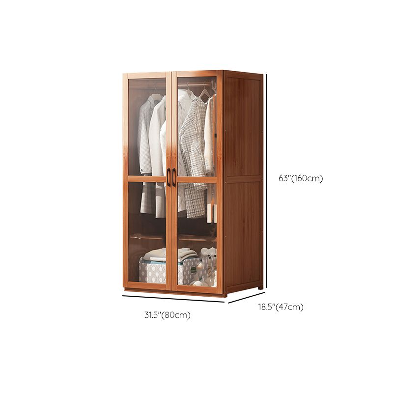 Brown Bamboo Wardrobe Armoire Modern Soft Close Doors Wardrobe