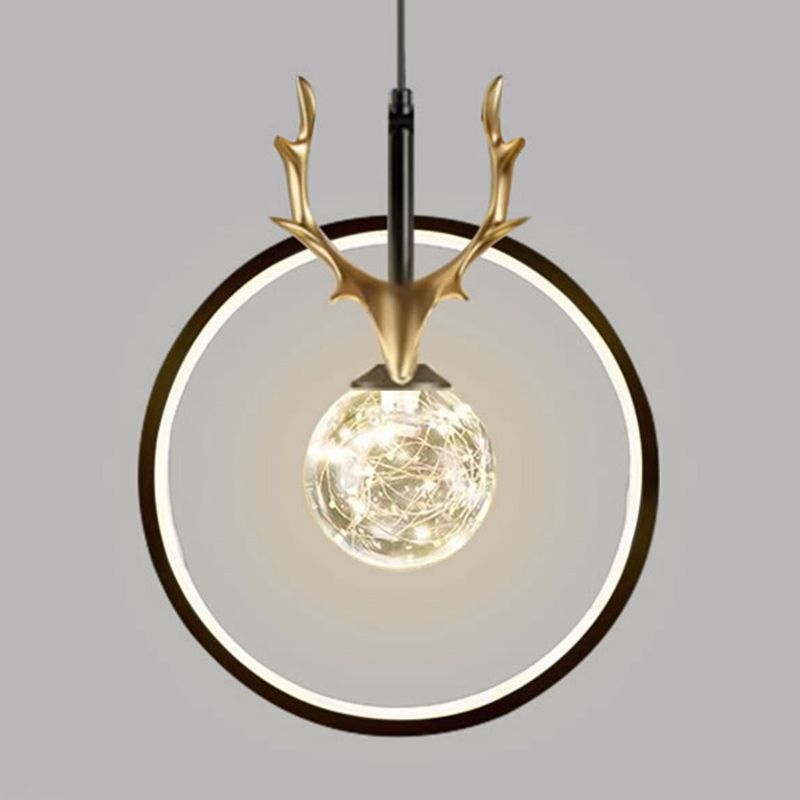 Light Luxury Style Ceiling Lamp Circle Antlers Shape Pendant Light for Living Room