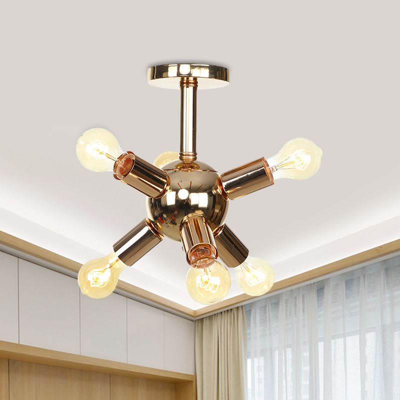 Chroom/Goud Sputnik Semi Flush Mount Vintage Ijzer 6/9/12 Lampjes Restaurant Flush Plafond Lamp Fixture