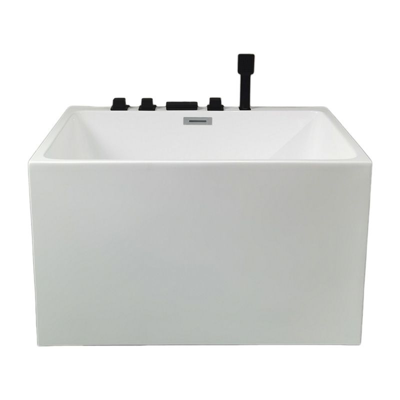 Back to Wall Soaking Bathtub Modern Antique Finish Rectangular Bath Tub