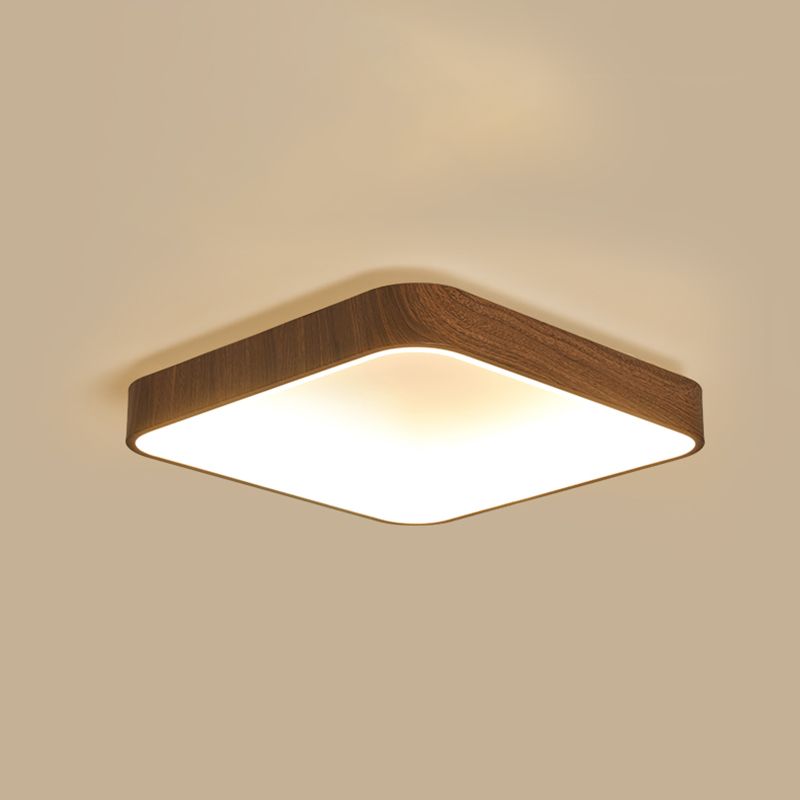 Geometry Shape LED Ceiling Lamp Modern Wood 1 Light Flush Mount for Bedroom Study