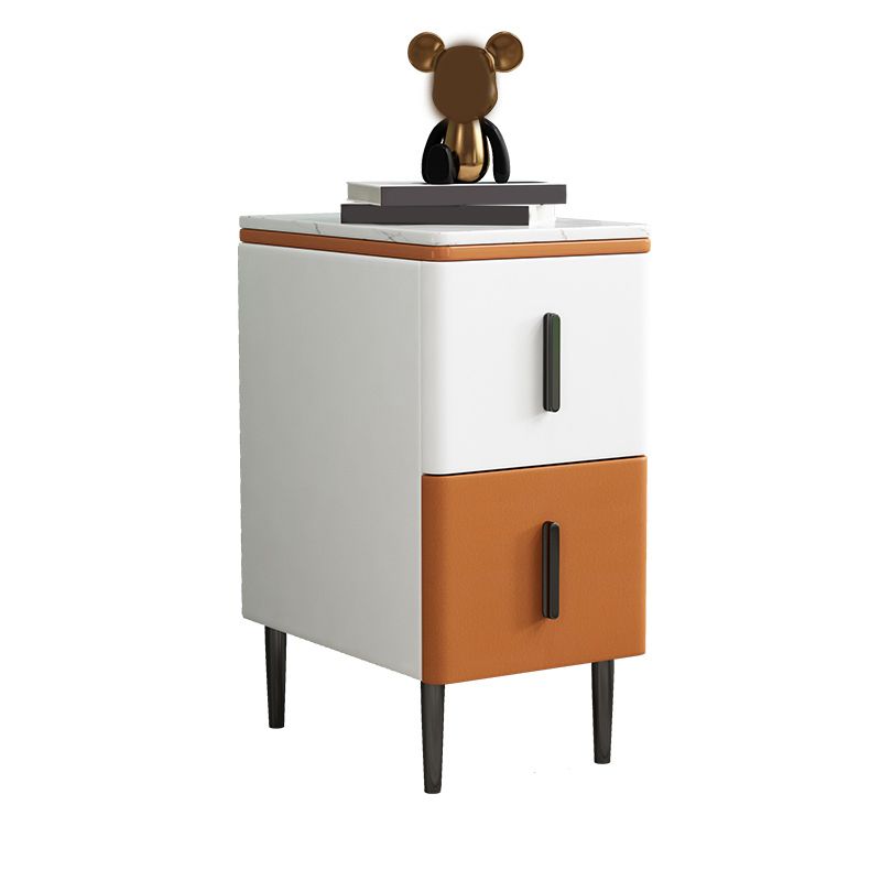 Wooden Nightstand with 4 Legs 22" Tall Bedside Cabinet with Drawers