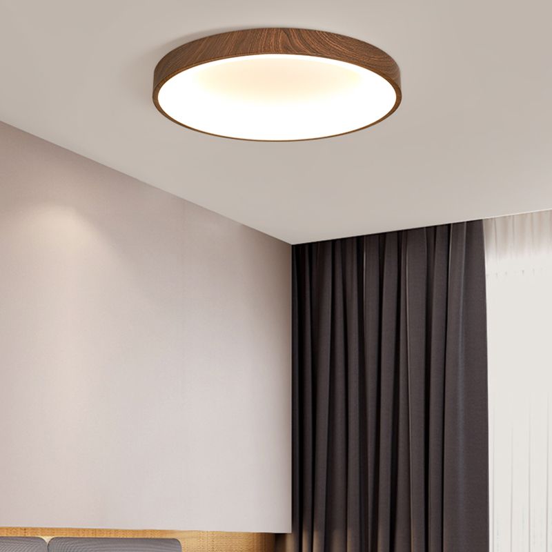 Geometry Shape LED Ceiling Lamp Modern Wood 1 Light Flush Mount for Bedroom Study