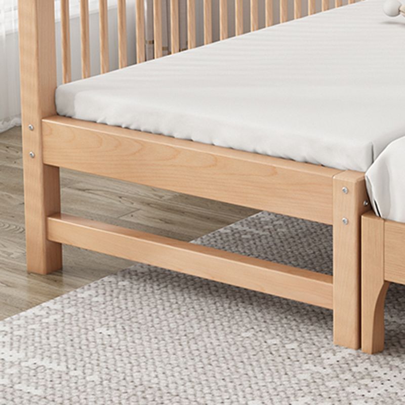 Solid Wood Nursery Crib in Natural Nursery Bed with Guardrails