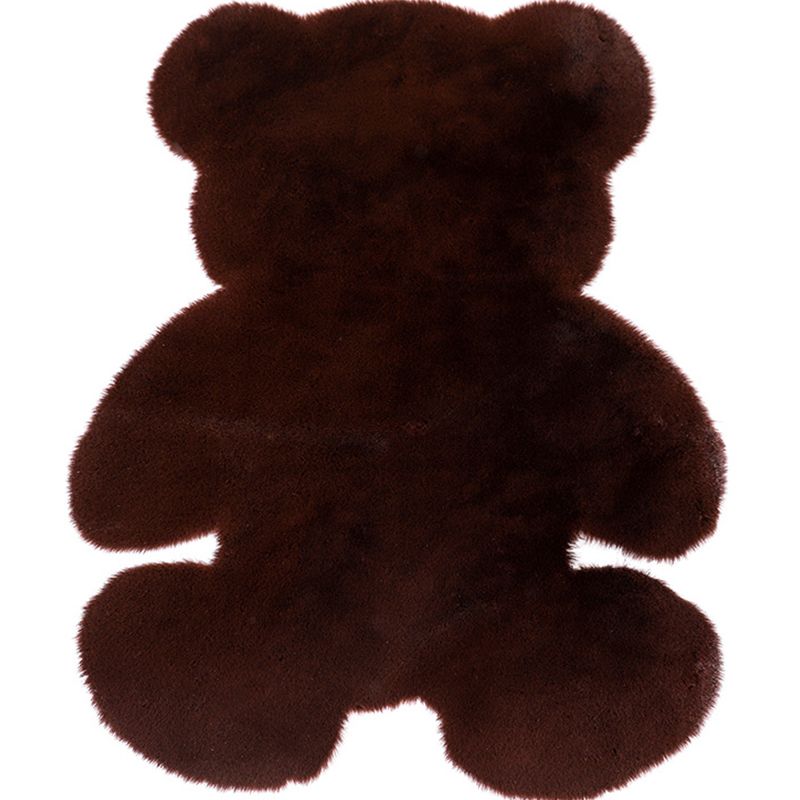 Bear Shaped Plain Rug Multicolor Cartoon Rug Artificial Wool Easy Care Rug for Kids Bedroom