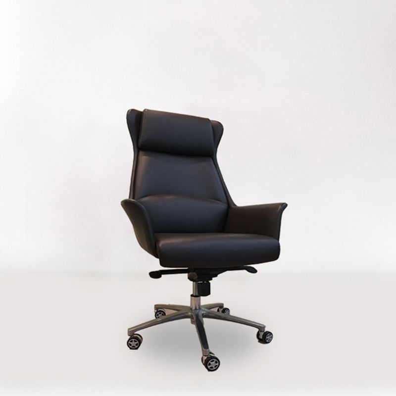 Contemporary Upholstered Managers Chair Faux Leather Black Task Swivel Chair