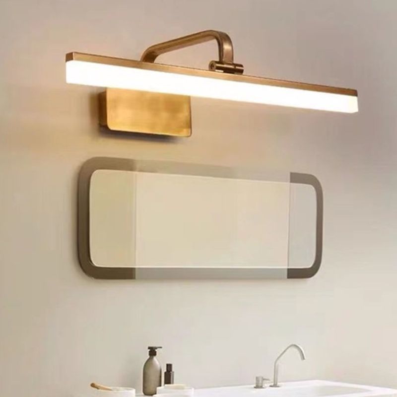 Linear Wall Light Fixture Modern Metal Single Light LED Mirror Light for Bathroom