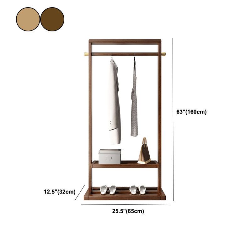 Modern Wood Hall Tree Hanging Rail Storage Shelving and Hooks Coat Hanger