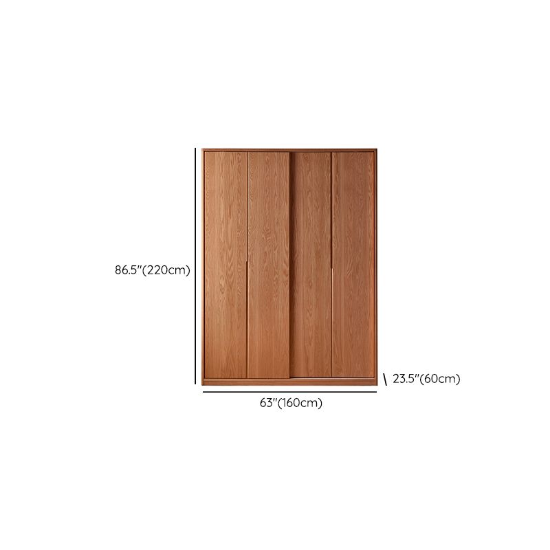 Solid Wood Wardrobe Modern Walnut Armoire Cabinet for Bedroom