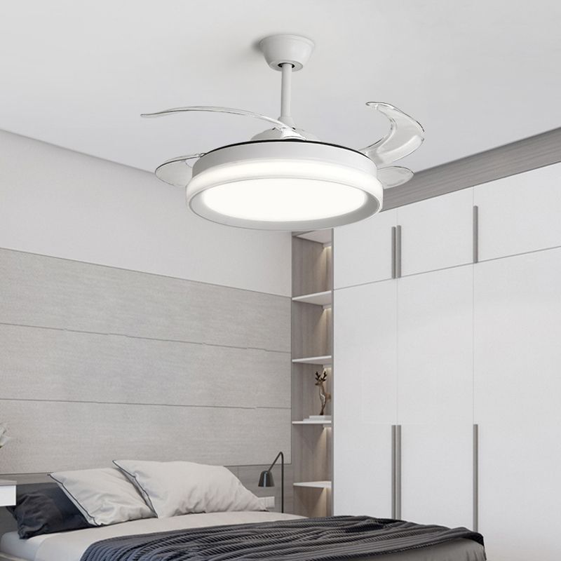 Modern 1 - Light Ceiling Fan Light in Matte White Iron and Acrylic Fan Light Fixture