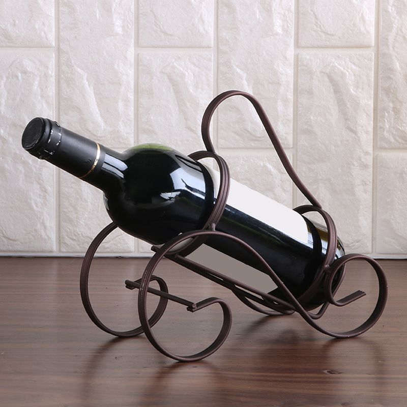 Contemporary Iron Wine Bottle Rack Countertop Bottle Holder for Living Room