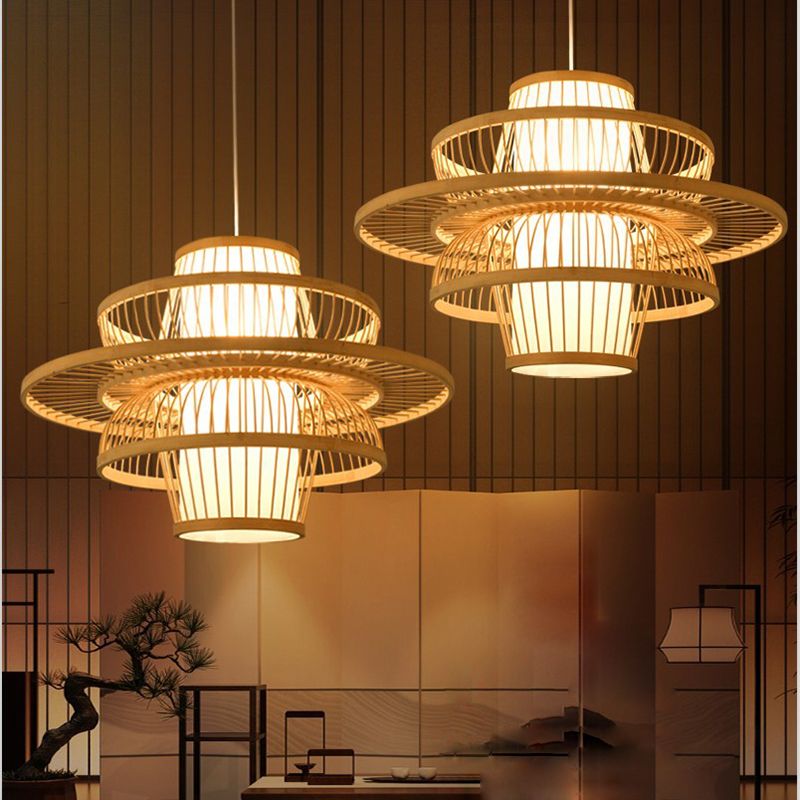 Modern Hand Twisted Ceiling Pendant Lamp Bamboo Ceiling Lamp