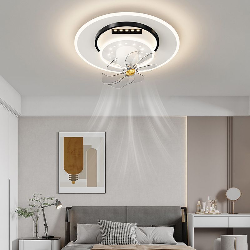 Interior LED Ceiling Fan Mount in Black and White Finish Geometric Ceiling Fan