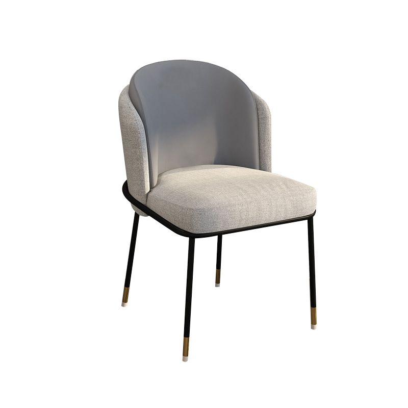 Glam Style Linen Dining Armless Chair Metal Dining Chairs for Restaurant Use