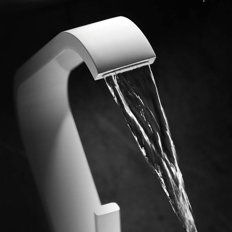 Waterfall Spout Widespread Lavatory Faucet Modern Metal Widespread Sink Faucet